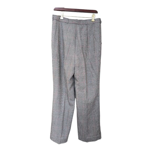 Giorgio Sant Angelo Vintage High Waist Glen Check Orange Pleated Wool Pants 12 - Picture 2 of 10